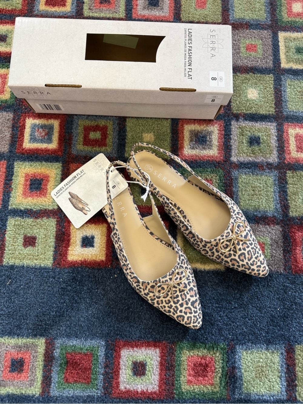 Serra Tan Leopard Print Pointed Toe Slingback Flats